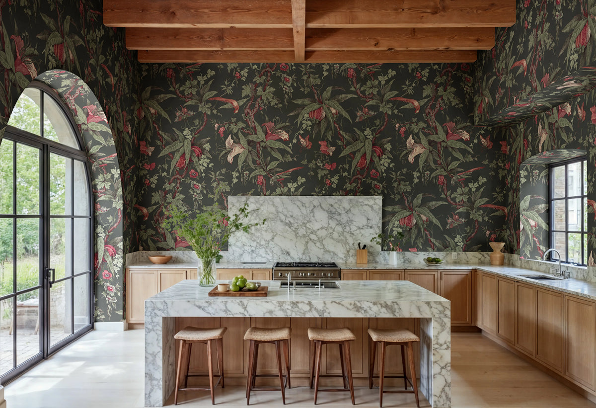 Nature of Eden, Black Mural Wallpaper - room preview 02