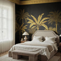 Golden Palms, Black Mural Wallpaper - room preview 02