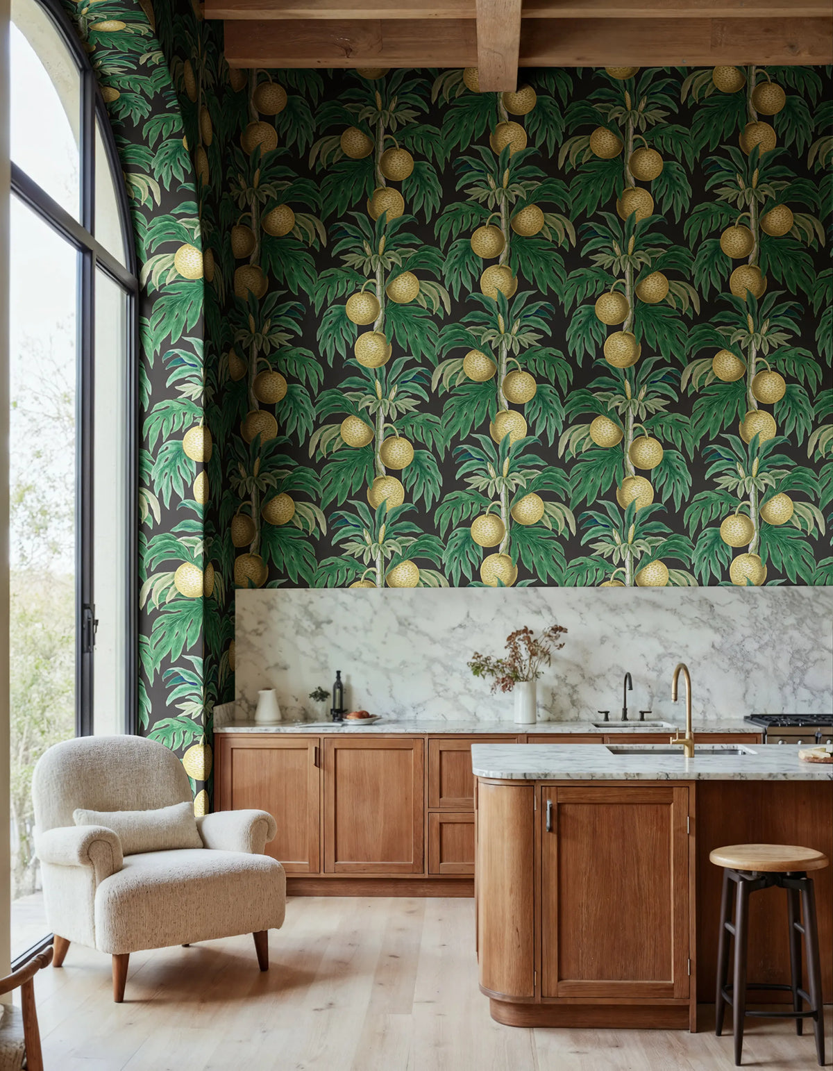 Lush Lemons, Black Mural Wallpaper - room preview 02
