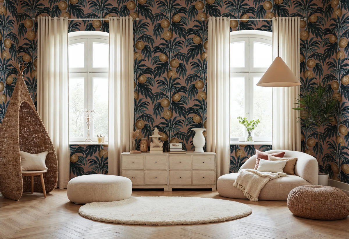 Lush Lemons, Pink Mural Wallpaper - room preview 02
