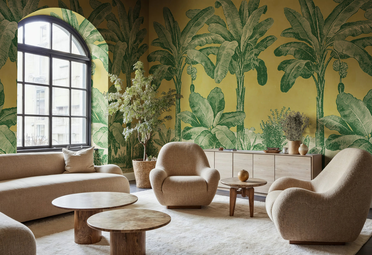 Timeless Tropics, Yellow Mural Wallpaper - room preview 02