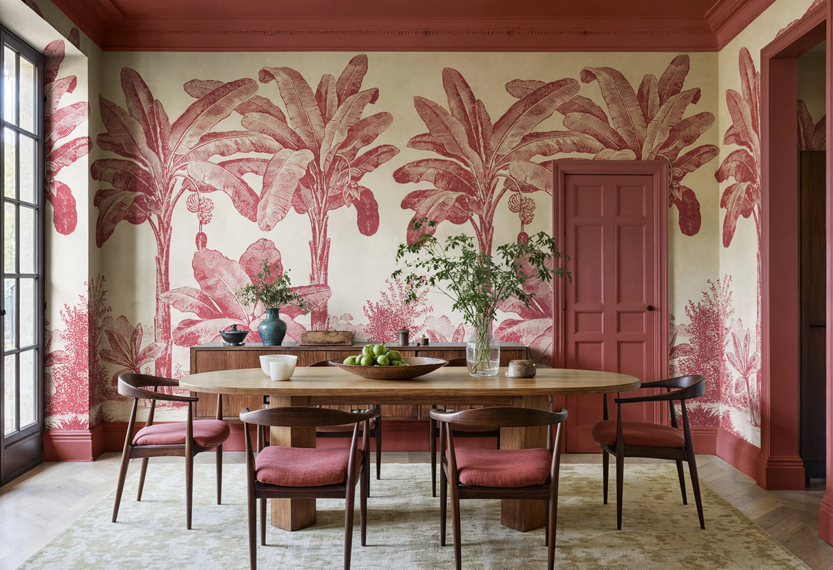 Timeless Tropics, Red Mural Wallpaper - room preview 02