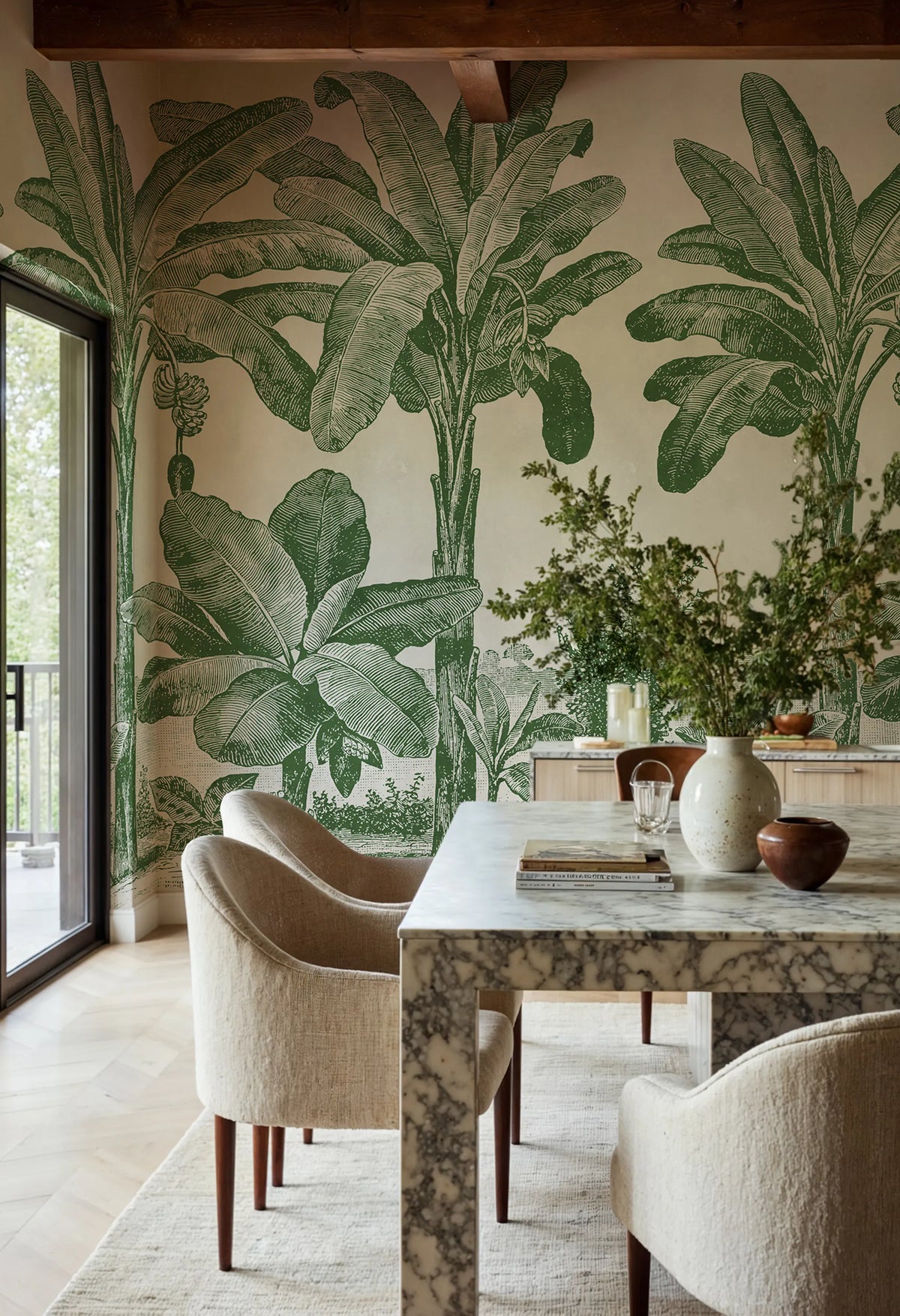 Timeless Tropics, Green Mural Wallpaper - room preview 02