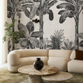 Timeless Tropics, Black & White Mural Wallpaper - room preview 02