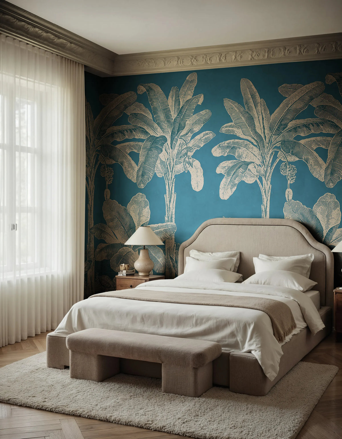 Timeless Tropics, Blue Mural Wallpaper - room preview 02