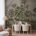 Giraffe Savannah, Green Mural Wallpaper - room preview 02
