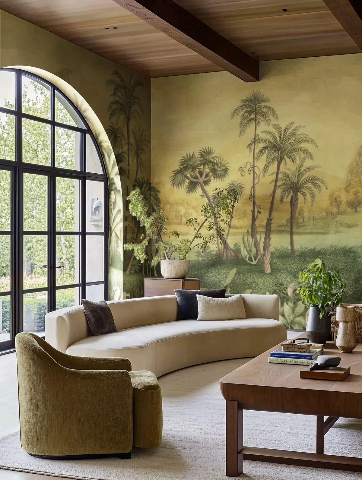 Giraffe Savannah, Yellow Mural Wallpaper - room preview 02