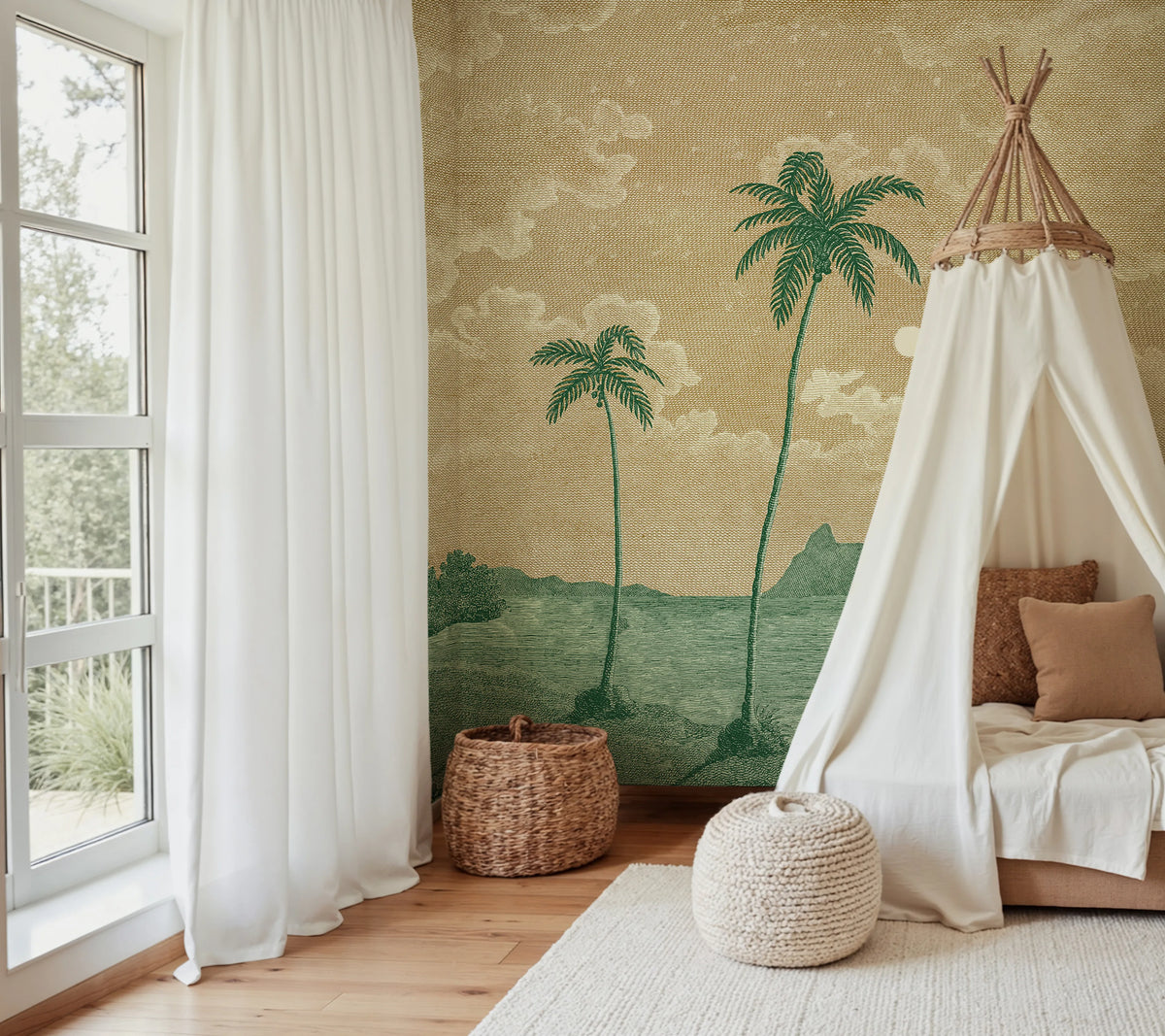 Palm Beach, Yellow Mural Wallpaper - room preview 02