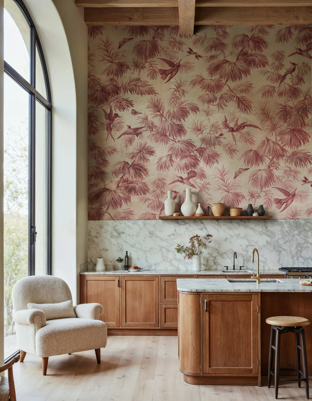 Humming Harmony, Red Mural Wallpaper - room preview 02