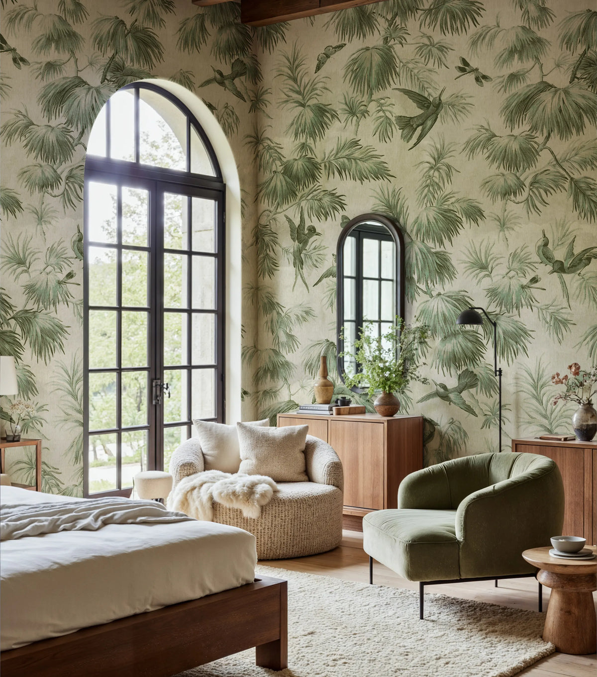 Humming Harmony, Green Mural Wallpaper - room preview 02
