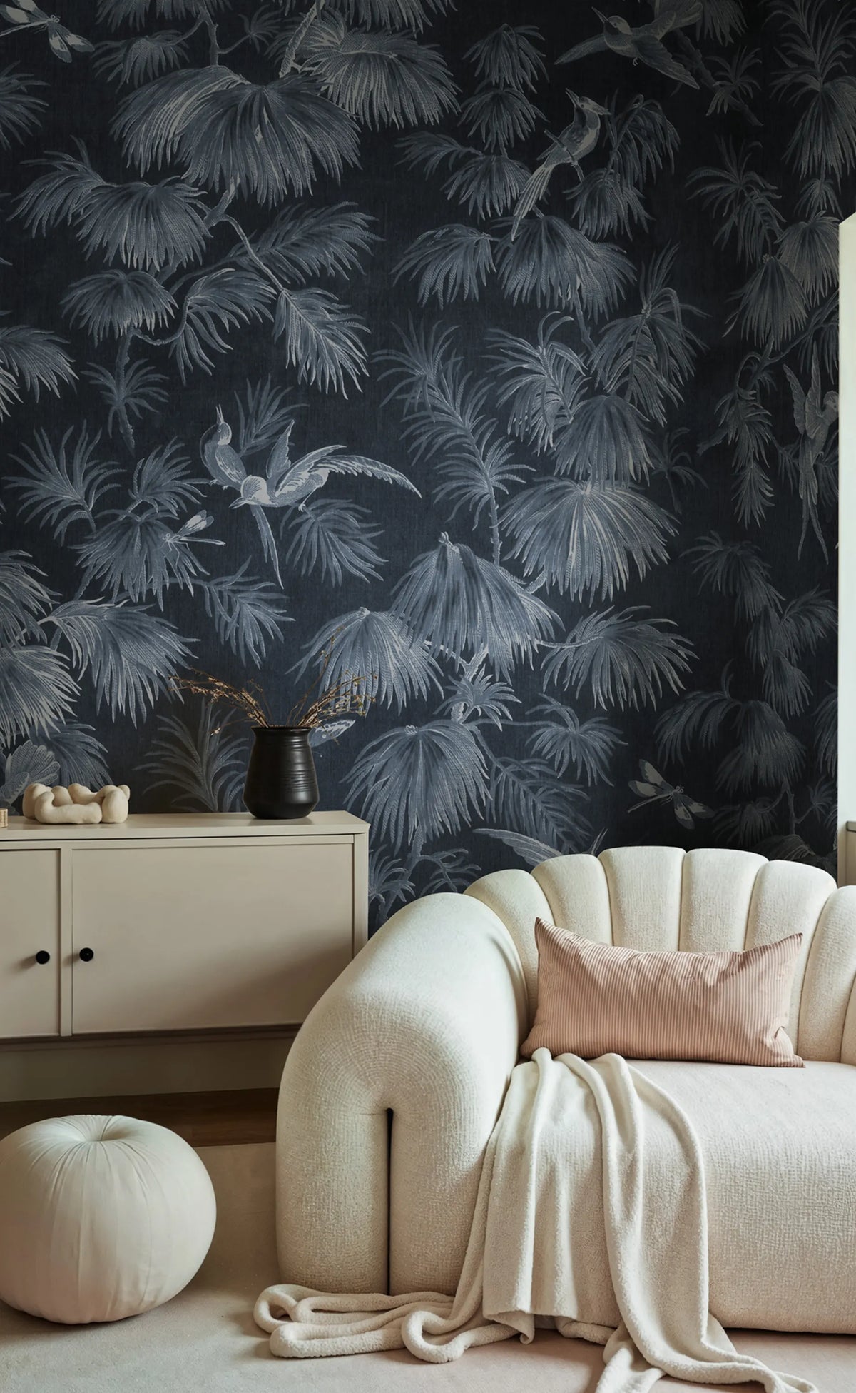 Humming Harmony, Blue Mural Wallpaper - room preview 02