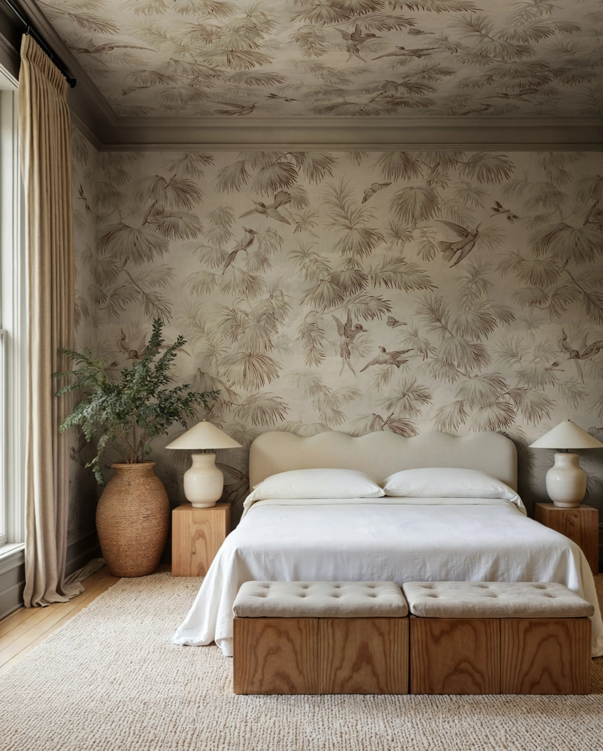 Humming Harmony, Beige Mural Wallpaper - room preview 02