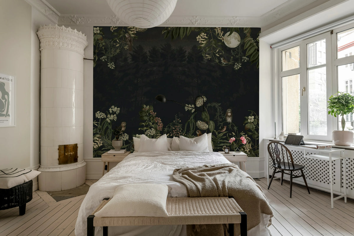 Owl Forest, Night Mural Wallpaper - room preview 02