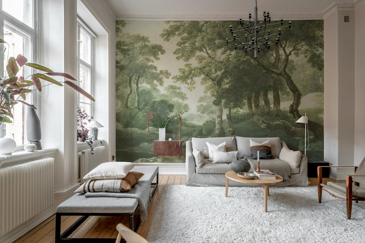 The Vintage Grove, Spring Green Mural Wallpaper - room preview 02