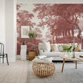 The Vintage Grove, Burgundy Mural Wallpaper - room preview 02