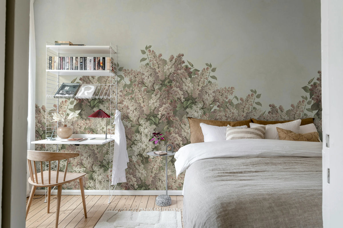 Syringa Flowers, Pink Mural Wallpaper - room preview 02