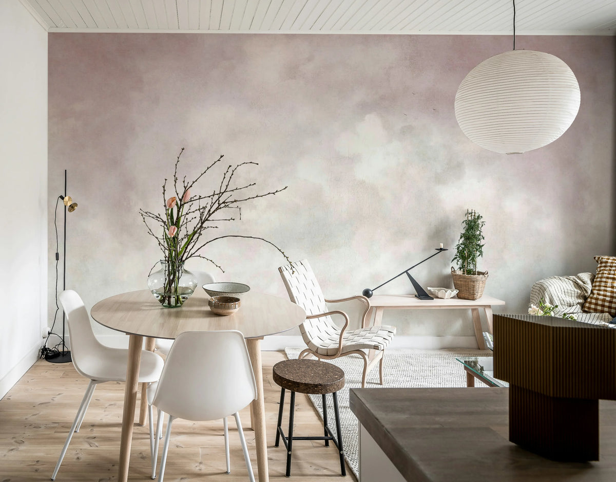 Vintage Clouds, Pink Mural Wallpaper - room preview 02