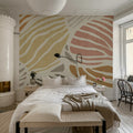 Graphic Leafs, Coral Mural Wallpaper - room preview 02