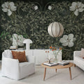 Fabulous Flowers, Gray Mural Wallpaper - room preview 02