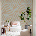 Abstract Stripes, Peach & Pearl Mural Wallpaper - room preview 02