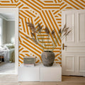 Abstract Stripes, Toffee & Cream Mural Wallpaper - room preview 02