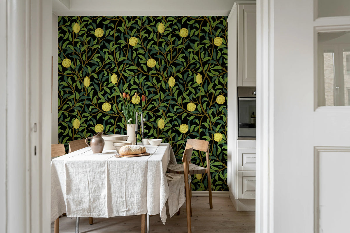 Lemon Garden, Midnight Mural Wallpaper - room preview 02