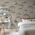 Flying Cranes, Pink Mural Wallpaper - room preview 02