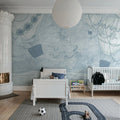 Balloon Travelers, Blue Mural Wallpaper - room preview 02
