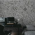 Circuit, White Mural Wallpaper - room preview 02