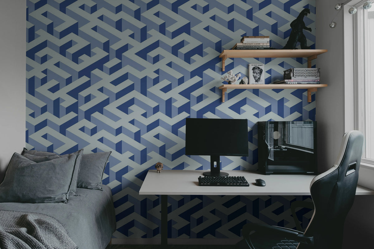 Mace Game, Blue Mural Wallpaper - room preview 02