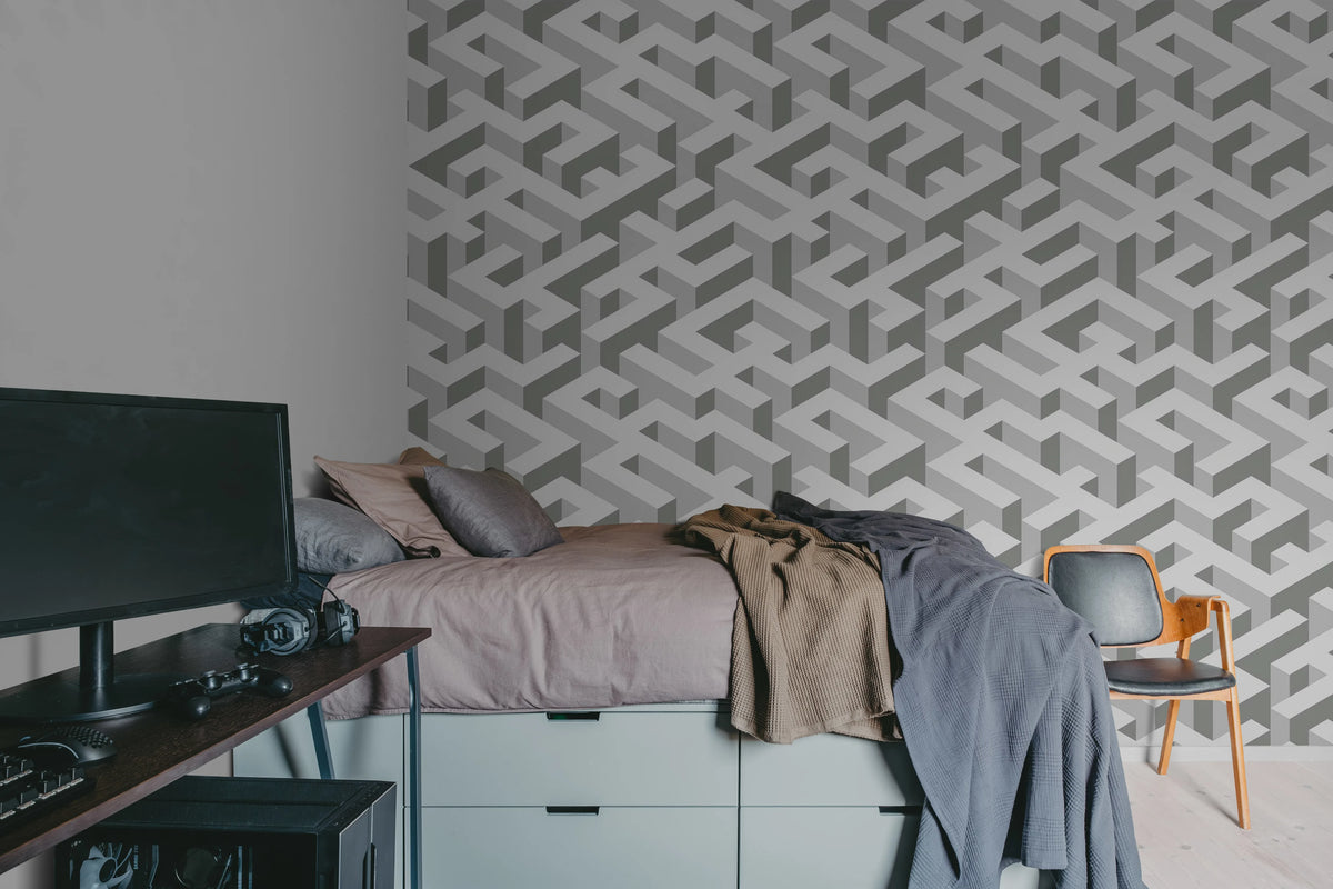 Mace Game, Gray Mural Wallpaper - room preview 02