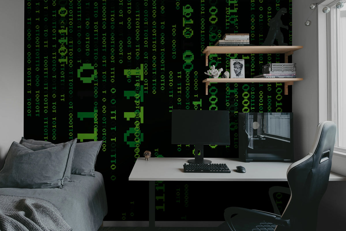 Code Drop, Green Mural Wallpaper - room preview 02