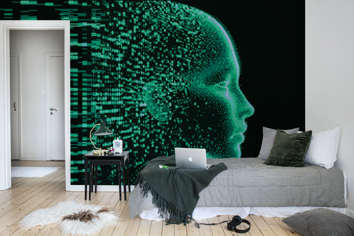 Siri, Neon Mural Wallpaper - room preview 02