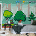 Pixel World, Green Mural Wallpaper - room preview 02