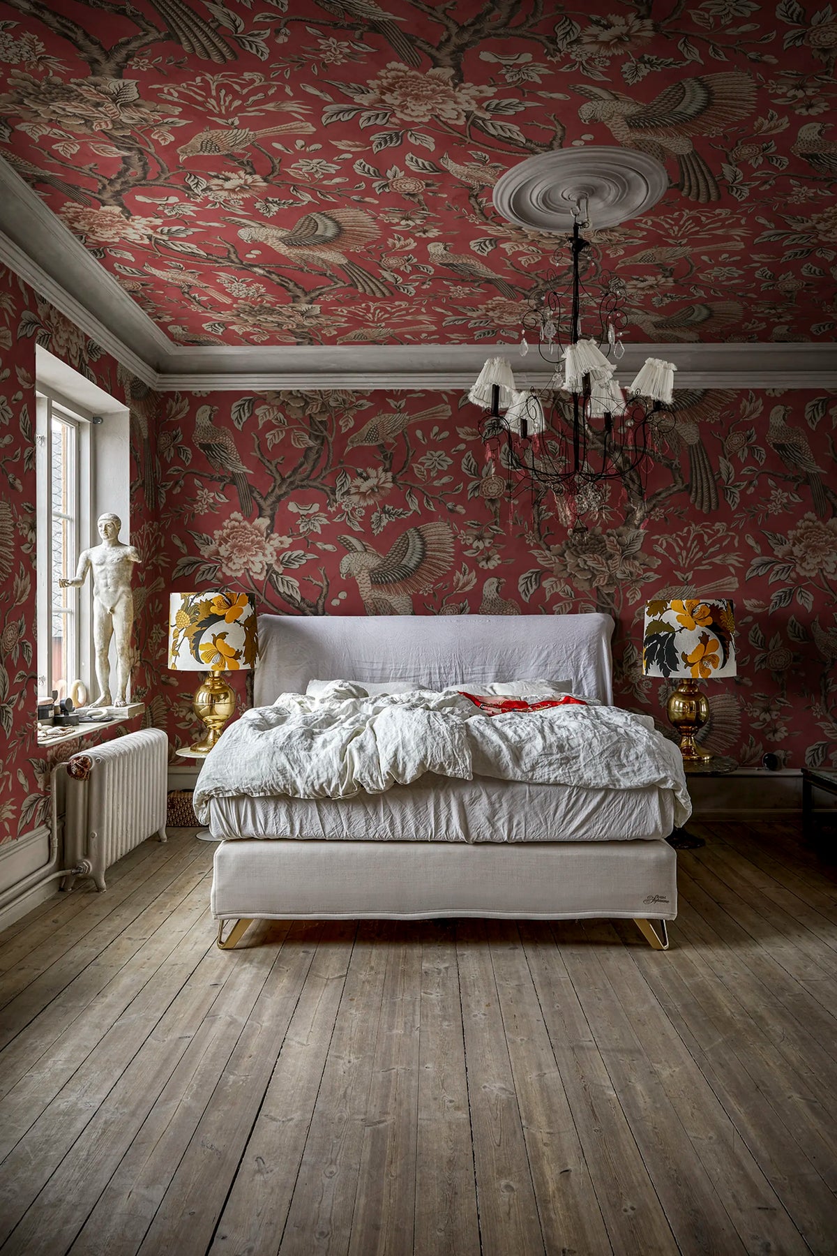 Wings in Bloom, Red Mural Wallpaper - room preview 02