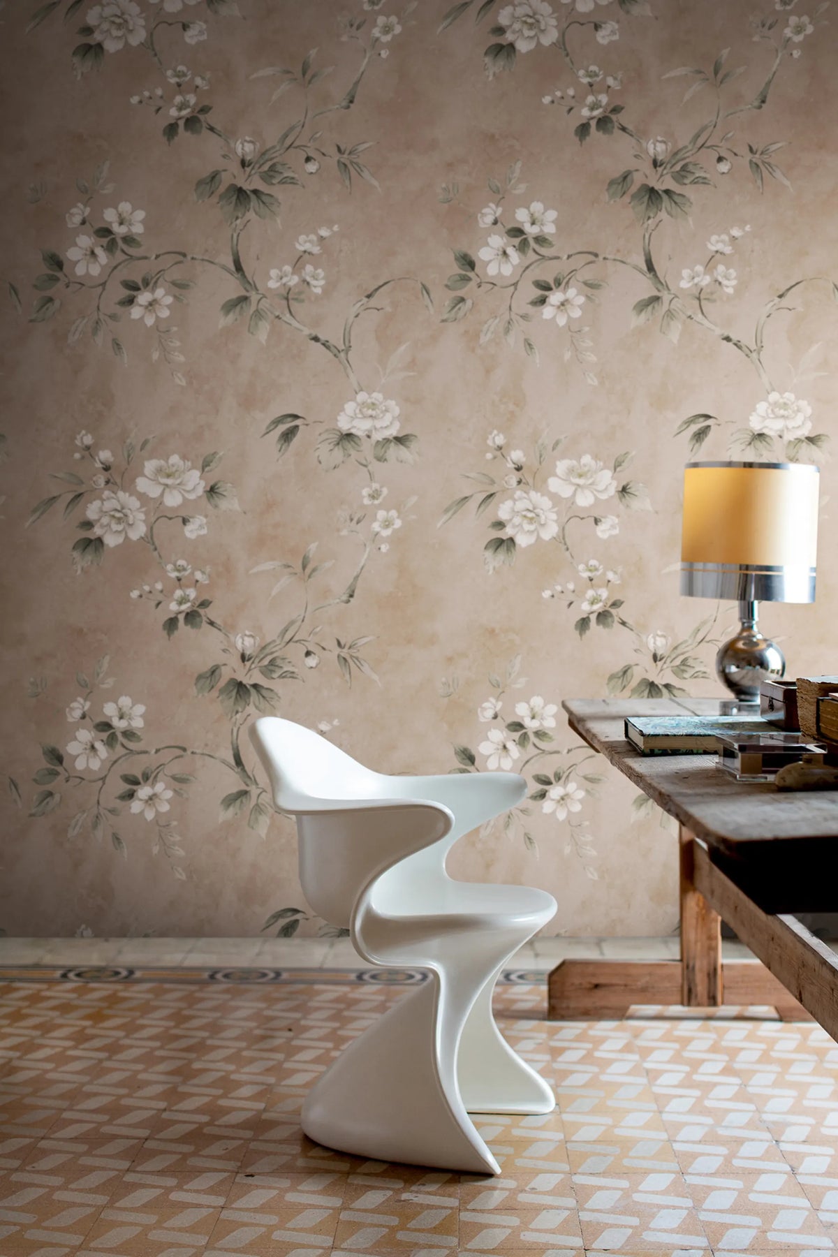 Poetic Flora, Dusty Pink Mural Wallpaper - room preview 02