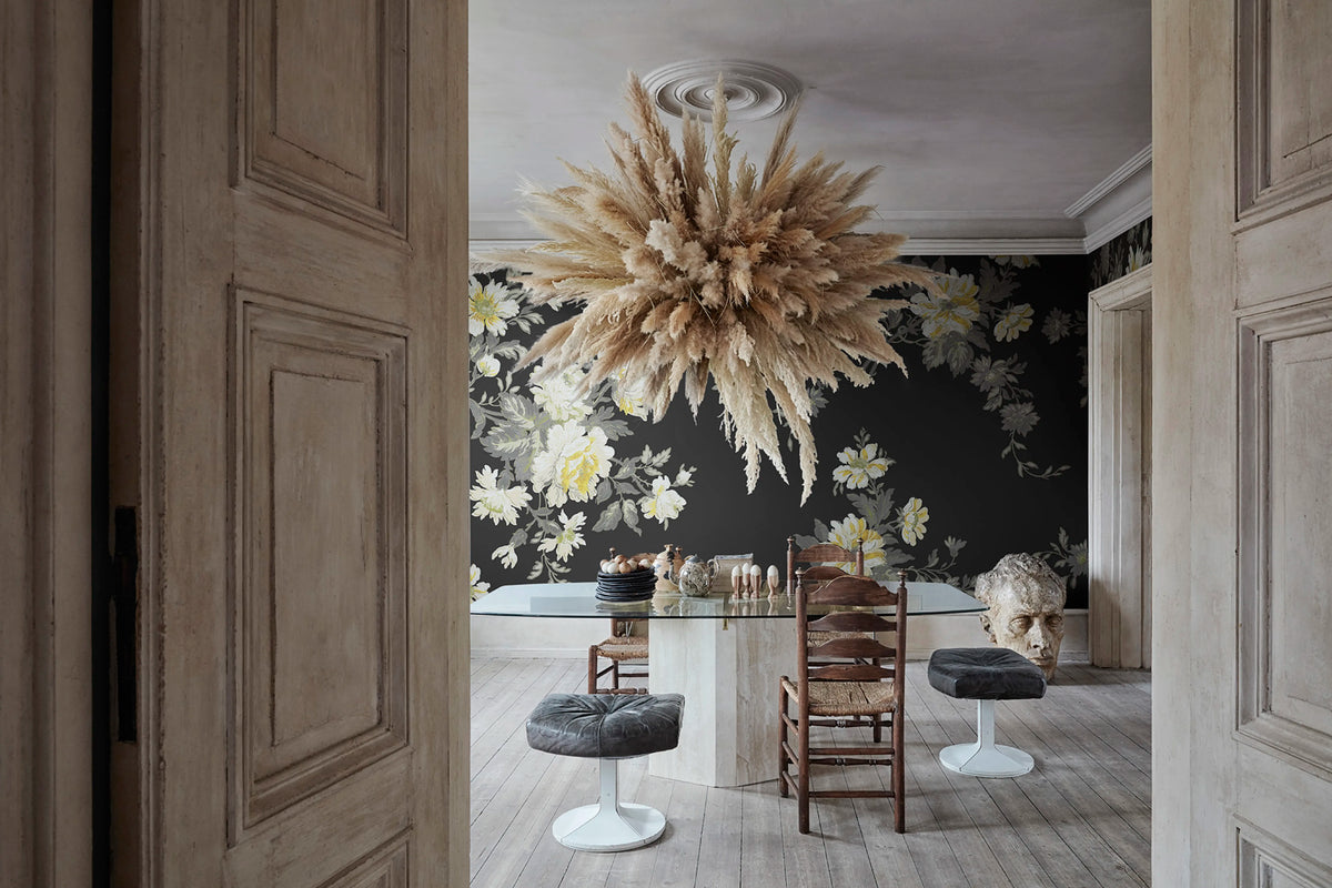 Vintage Bow, Black Mural Wallpaper - room preview 02