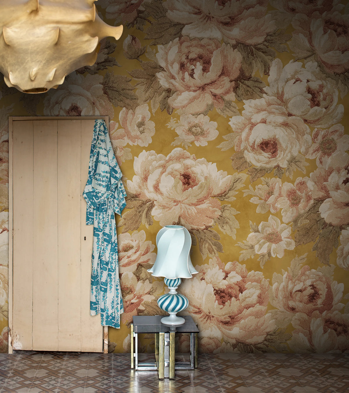 Eternal Blossoms, Yellow Mural Wallpaper - room preview 02