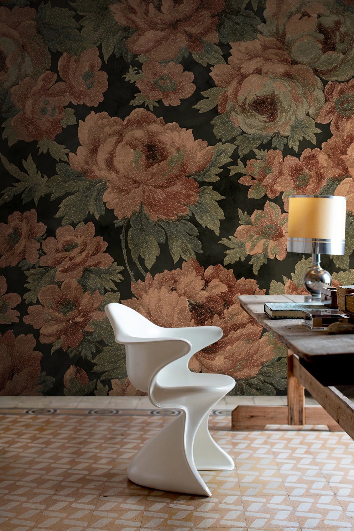 Eternal Blossoms, Black Mural Wallpaper - room preview 02