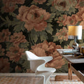 Eternal Blossoms, Black Mural Wallpaper - room preview 02
