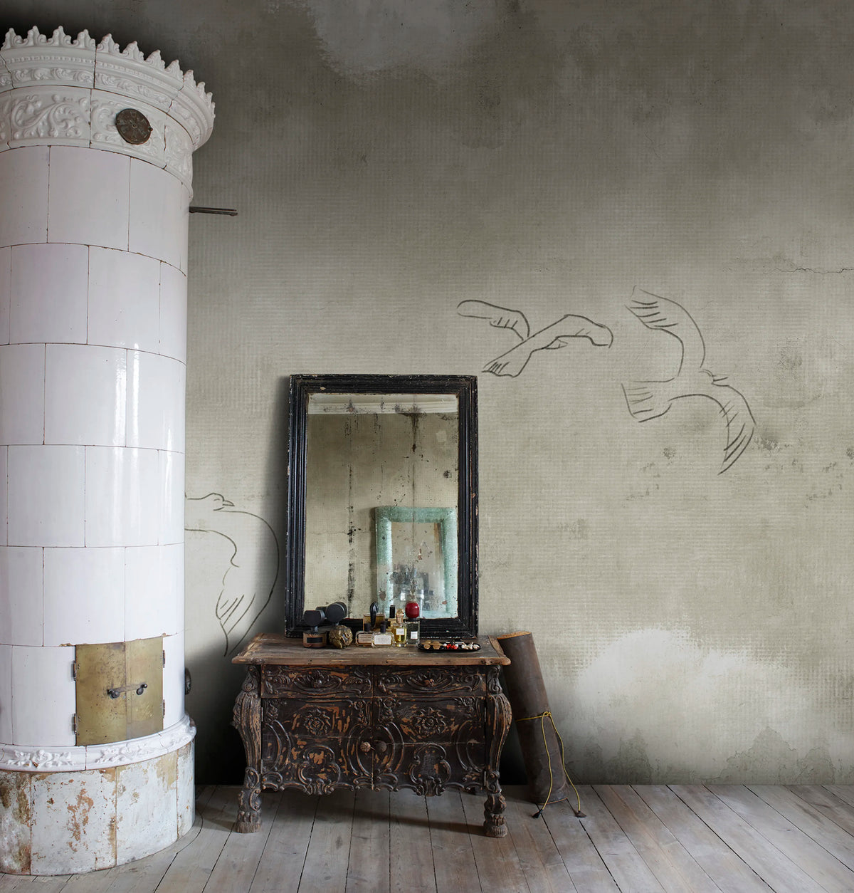 Wings Over horizon, Beige Mural Wallpaper - room preview 02