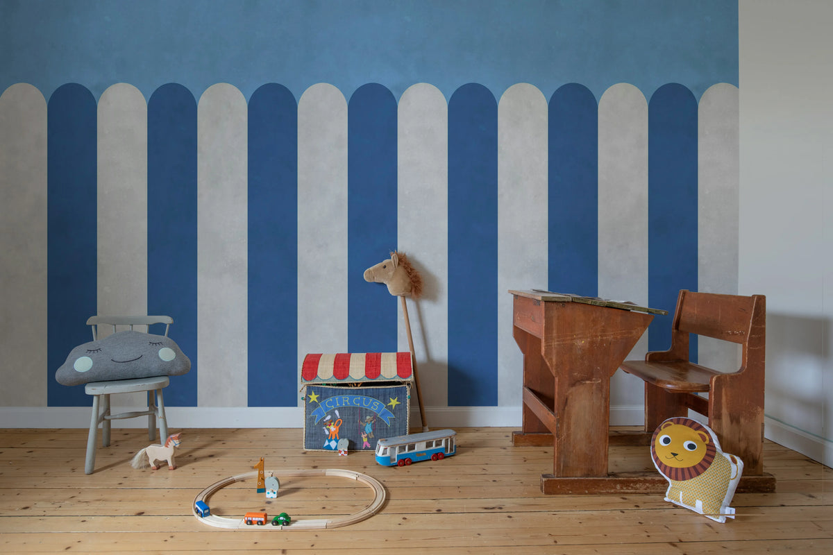 Circus Stripes, Blueberry Mural Wallpaper - room preview 02