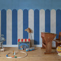 Circus Stripes, Blueberry Mural Wallpaper - room preview 02