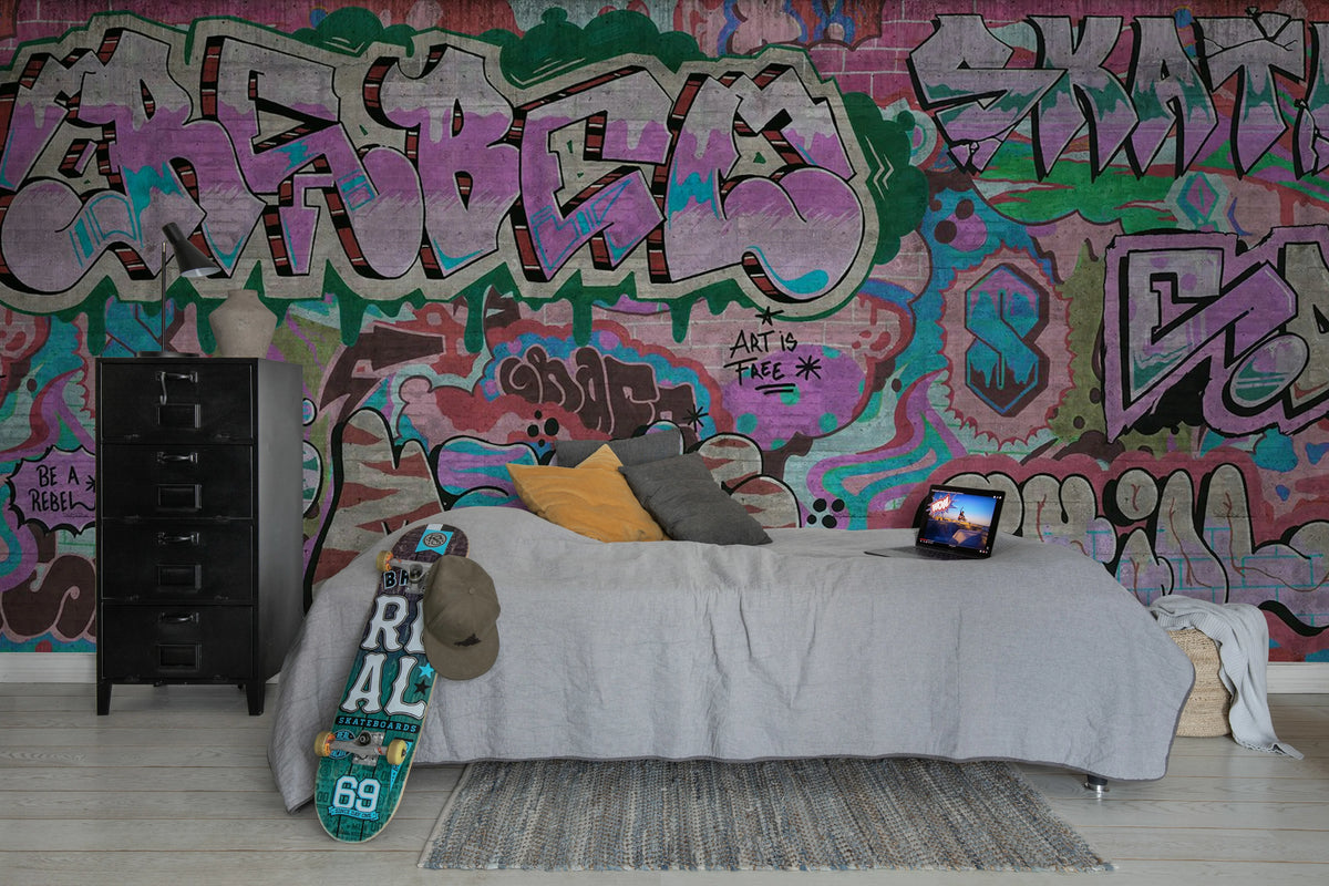 Graffiti, Pastel Mural Wallpaper - room preview 02