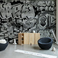 Graffiti, Black Mural Wallpaper - room preview 02