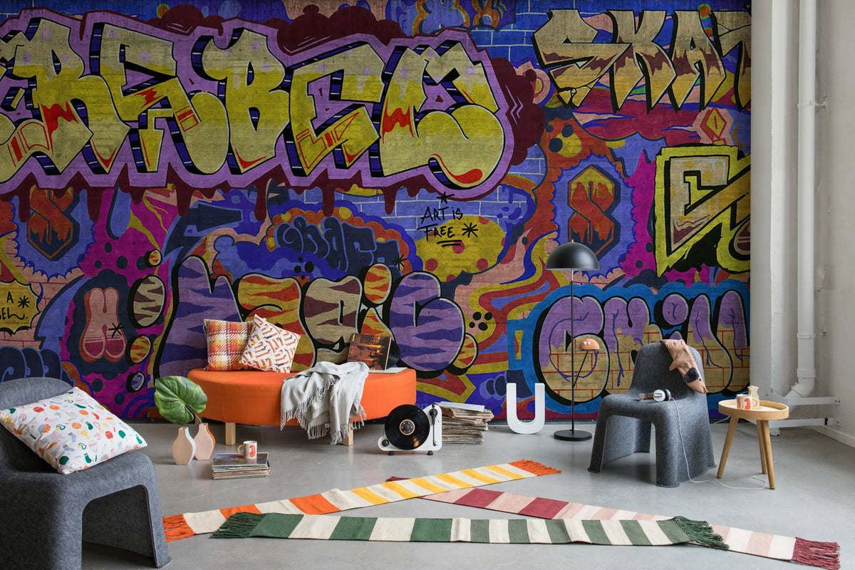 Graffiti, Colorful Mural Wallpaper - room preview 02
