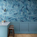 Atlantis Fish, Blue Mural Wallpaper - room preview 02