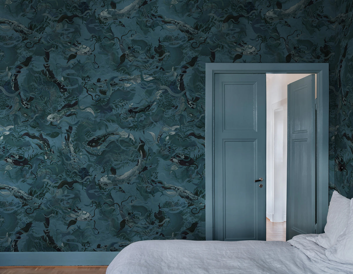 Atlantis Fish, Dark Mural Wallpaper - room preview 02