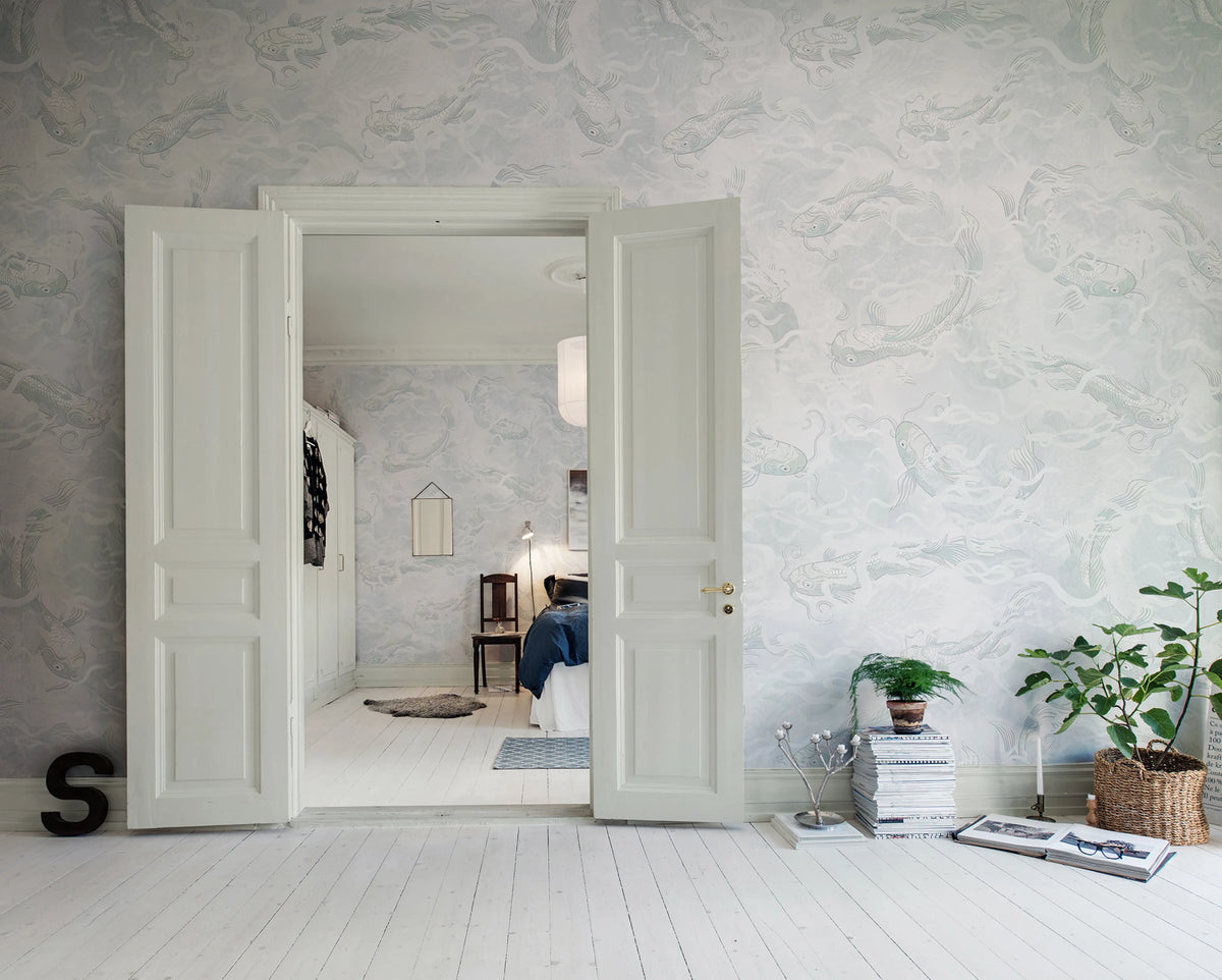 Atlantis Fish, White Mural Wallpaper - room preview 02