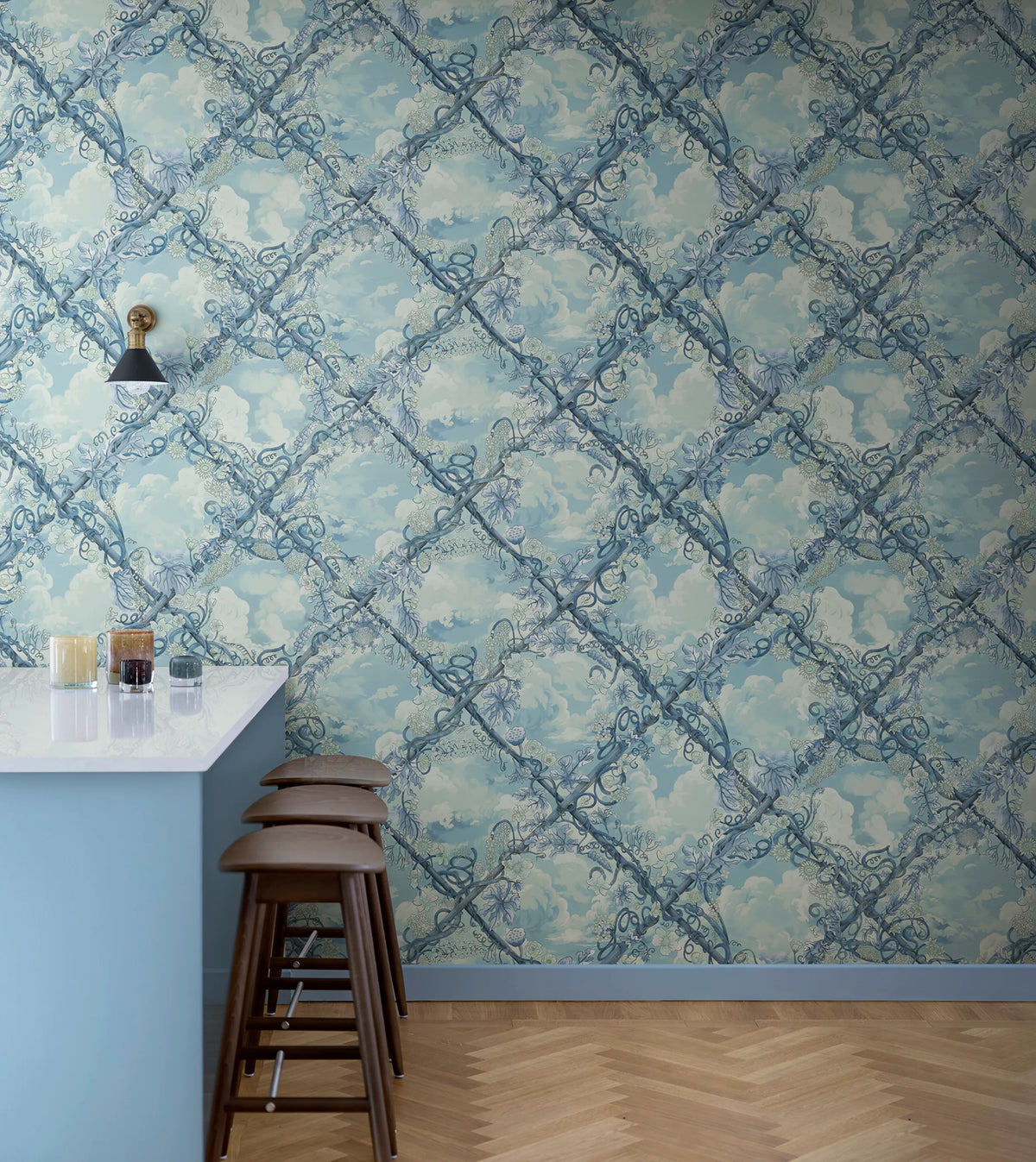 Babylon Sky, Blue Mural Wallpaper - room preview 02